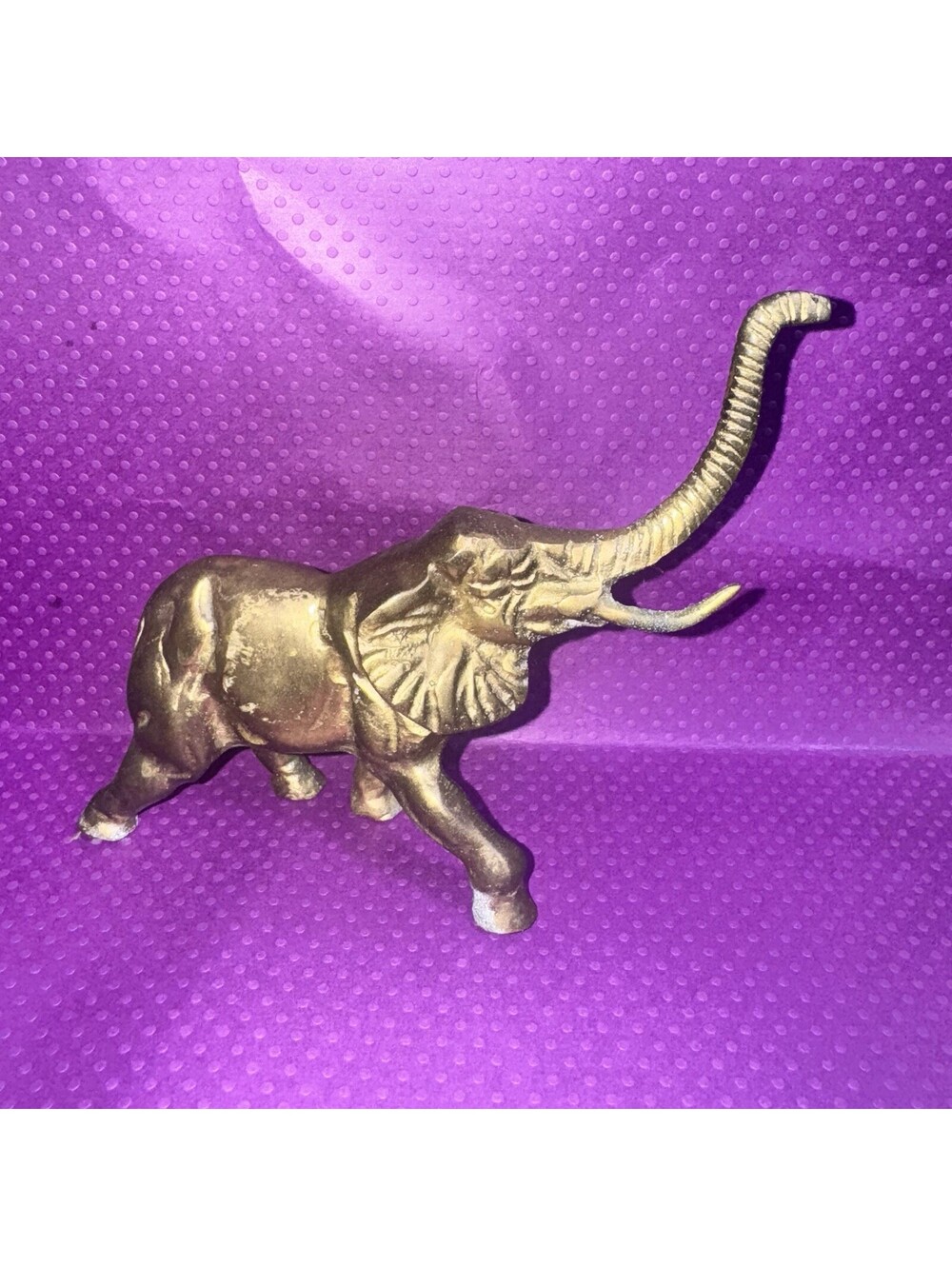 Vintage 1970s GATCO Solid Brass Elephant Figurine 6”x 5” African Sculpture -Rare